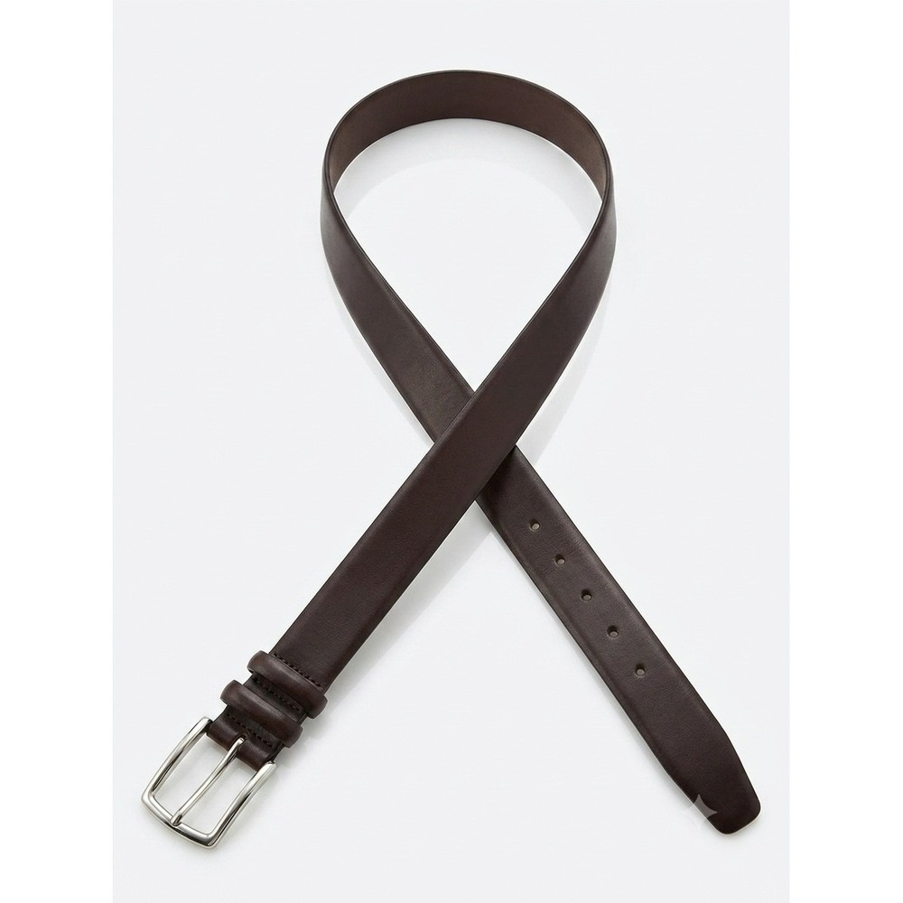 Polo Ralph Lauren Mens Dark Brown Leather Belt SZ 42 Silver Buckle 405070167-213